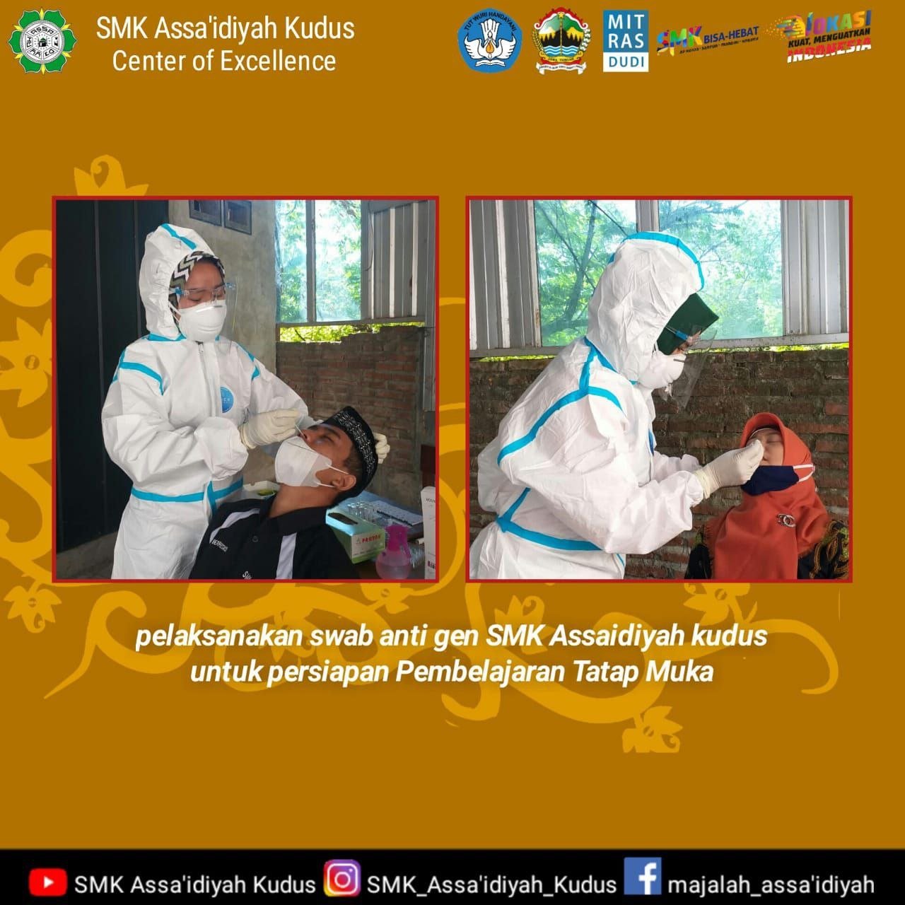 LAKSANAKAN SWAB ANTIGEN, SMK ASSA’IDIYAH KUDUS SIAP MENGGELAR PEMBELAJARAN TATAP MUKA