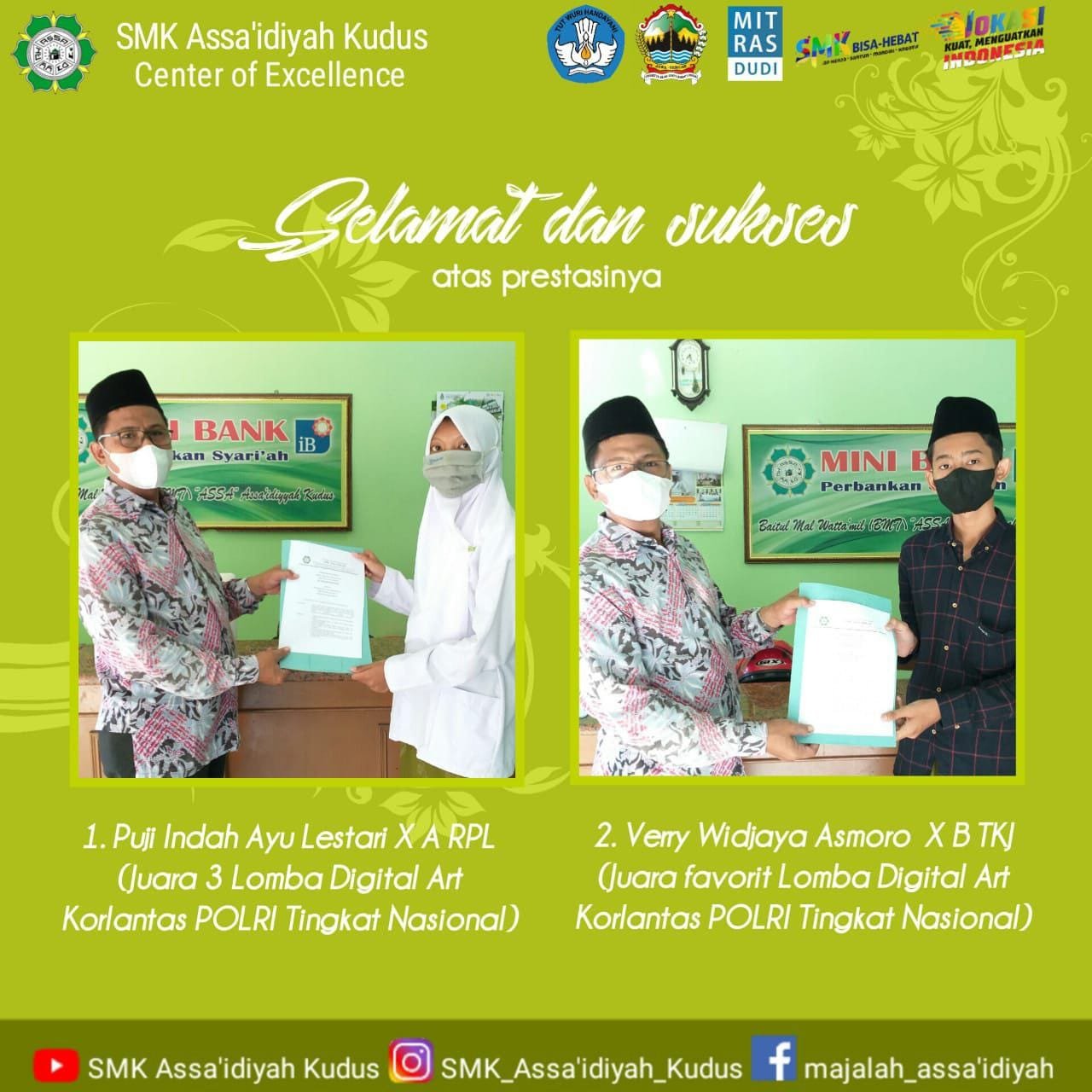 Selamat atas Prestasinya Lomba Digital Art Korlantas POLRI Tingkat Nasional Juara 3 dan Juara Favorit