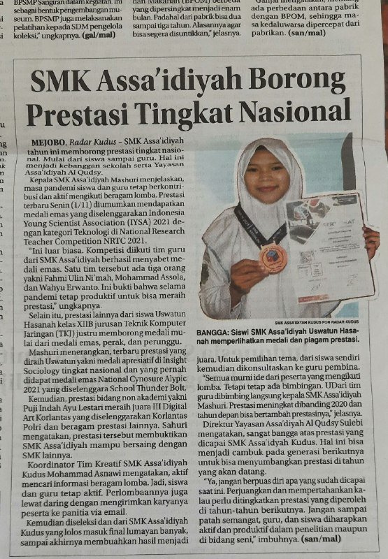 SMK ASSA’IDIYAH KUDUS Borong Prestasi Tingkat Nasional